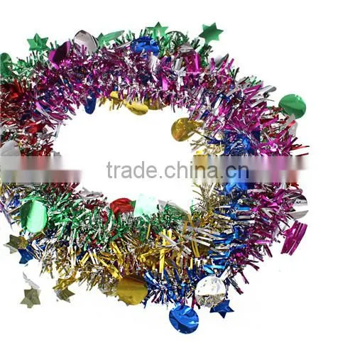 Plastic Party Garland Decorations Christmas Ornaments At Random Star Sequins Pattern 110cm