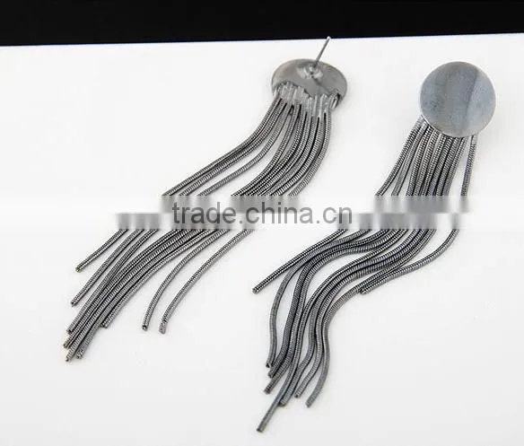 Alloy contracted tassels circular temperament gold earrings
