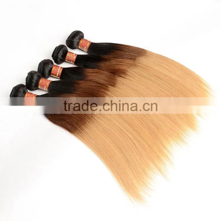 1B/4/27# Ombre Hair Weaves Straight Blonde Malaysian Human Hair Bundles Extension Wholesale