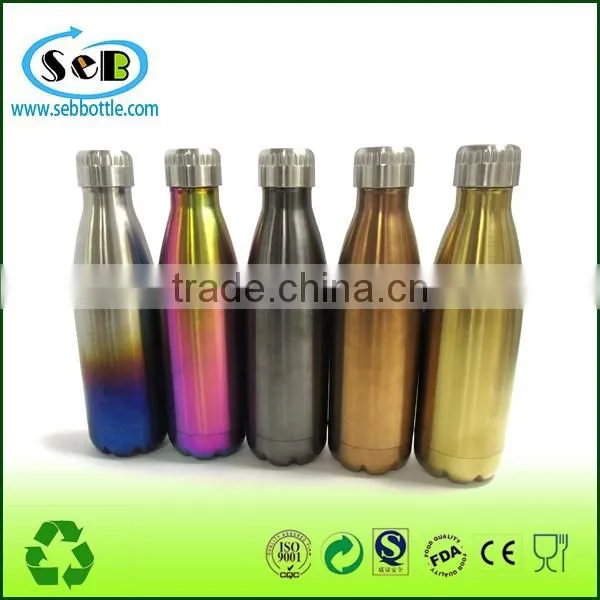 OEM 500ml promotional stainless steel cola shape sport water bottle