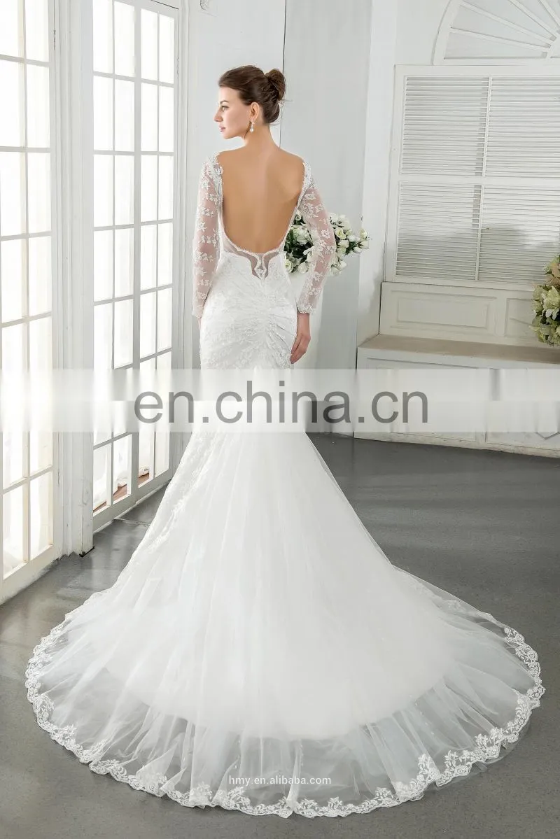 white gown Mermaid Sexy Applique Mermaid wedding dress bridal gown evening dress