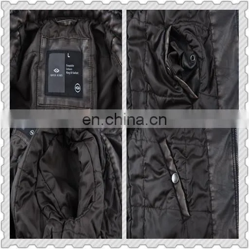 2015 lastest fashion leather top grade fur collar coat men