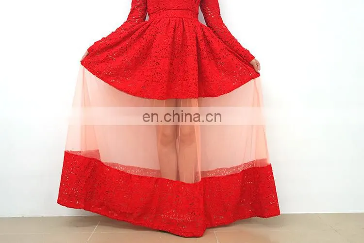 Lace skirt design princess style long dress Gauze Evening Dresses