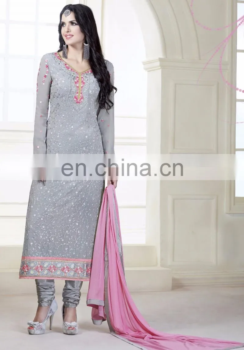 Sea Green Colored Faux Georgette Indian Traditional Wear Suit.