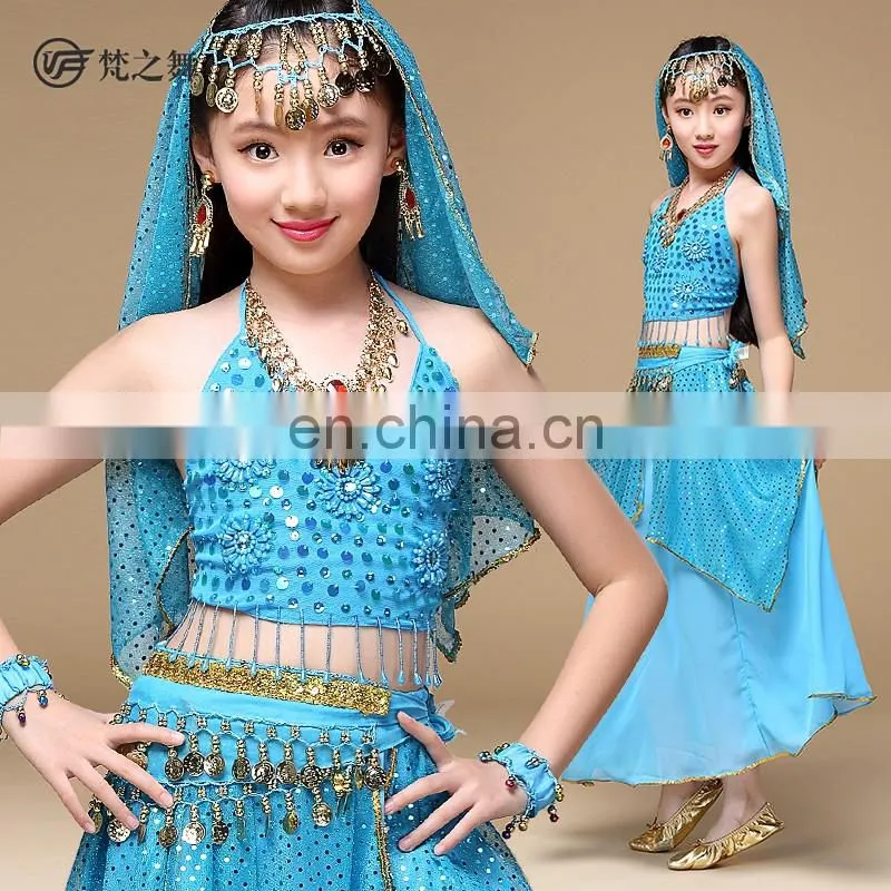 Y-2058 New product chiffon glittery gold coin children belly dance hip scarf