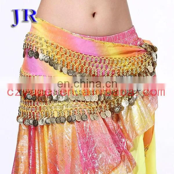 Chiffon leopard sequins and coin belly dance hip belt for women Y-2022#