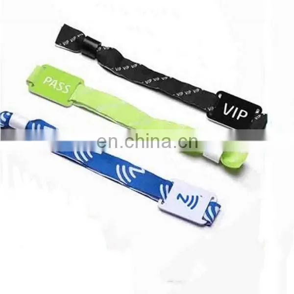 eco-friendly polyester cheap event rfid wristbands with clip for festival