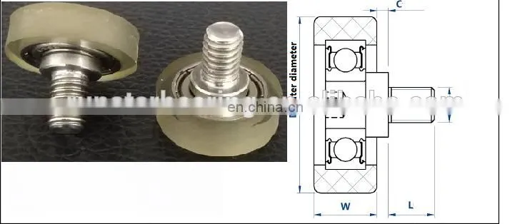 Urethane Coated Bearing with screw rod PU69619-5 polyurethane Bearing