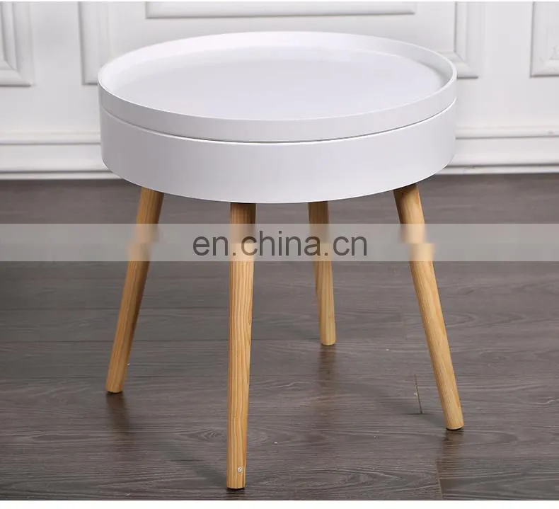 fashion style furniture Round Shape grey color Coffee tray Table and end table with single drawer storage for outdoor and indoor