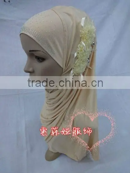 A517 new styles one piece Muslim hijab 3 FLOWER islamic hijab