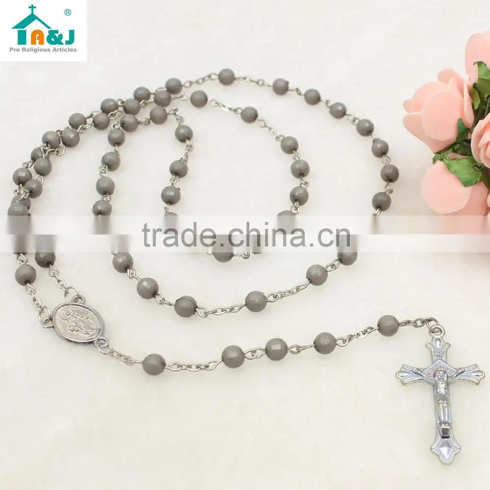 Fashion plastic rosary faceted bead wholesale necklace