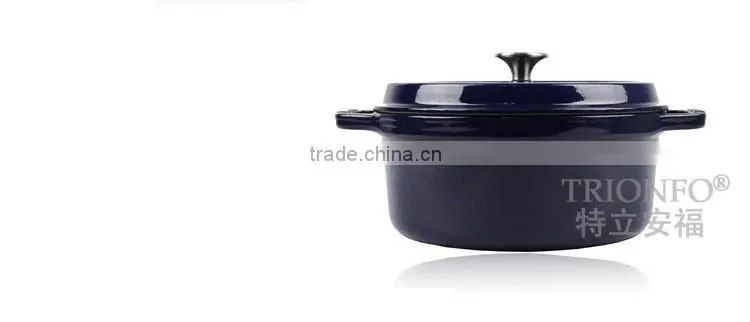 Trionfo blue pot pre-seasoned cast iron cookware enameled casserole hot pot