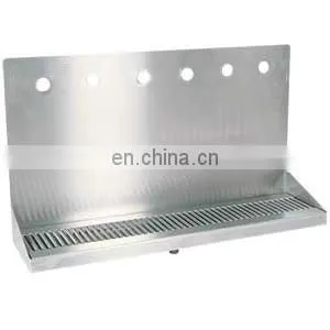 Shank Mounted Drip Tray Brushed Stainless With Drain 6 Faucets