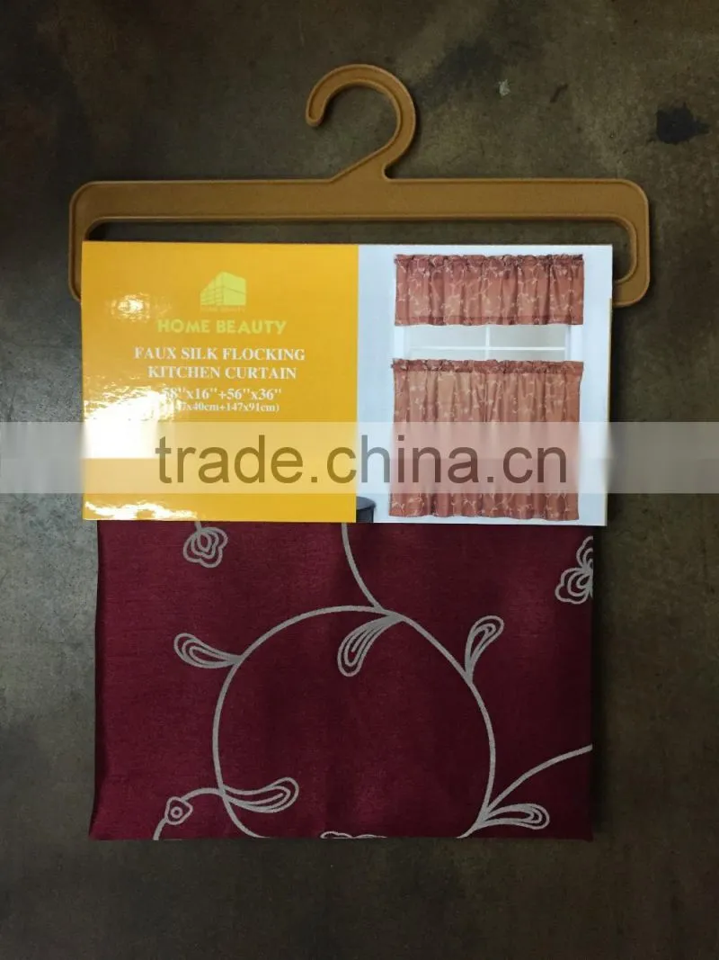 BEAUTIFUL CHEAP FAUX SILK FLOCKING KITCHEN HOME GOODS CURTAINS