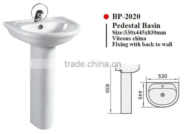 BP-2022 Modern Bathroom Design, Quality Pedestal Basin, Bathroom Ceramic Hand Wash Sink Bash Bowl