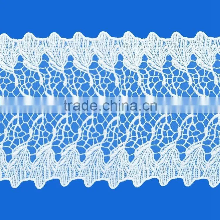 Fashion decorative cheap fancy Eyelash Flower 14cm Width cotton Lace Trim For garment accessory