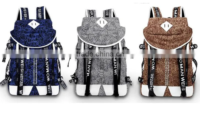 Wholesale custom canvas hiking school bags travel printed laptop school bag backpack