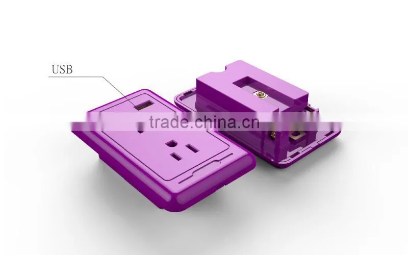FCC Listed over voltage/current protection IC 3 pin double socket/US power socket/3 pin America female socket