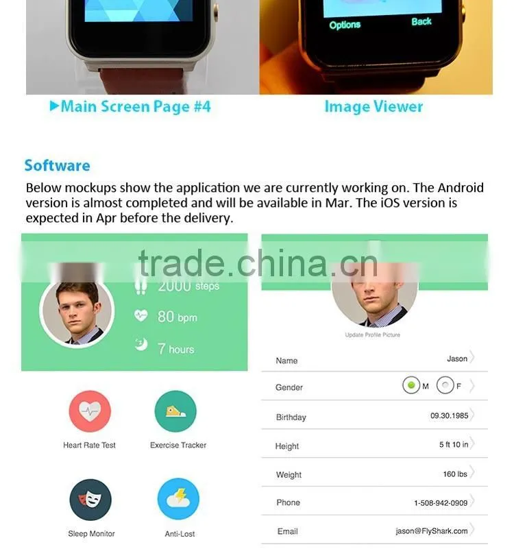 2015 fashionable portable latest wrist mobile phone smartwatch
