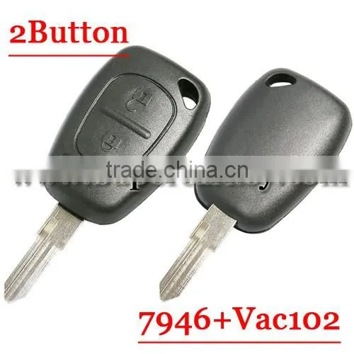 Best quality 2 Button Remote Control With Vac102 Blade PCf7946 chip for Renault