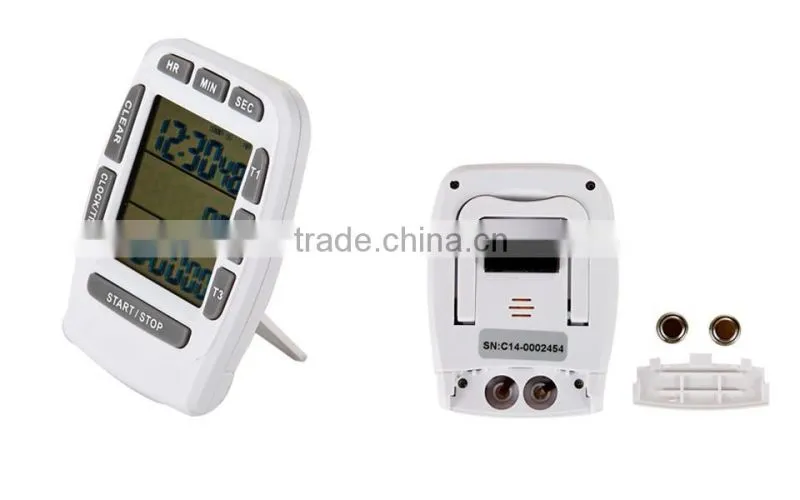 Kitchen timer 3 channel digital timer clock count up fridge magnet cook timer with buzzer