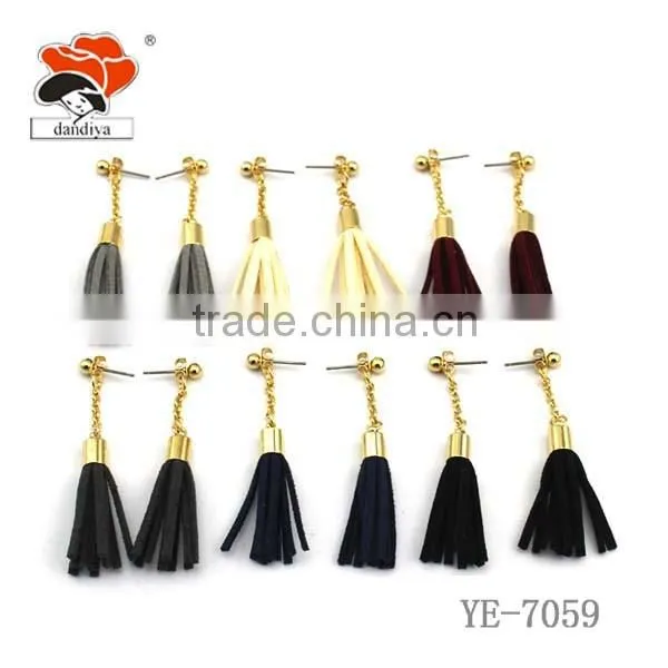 Cheap custom leather tassel jewelry 2016 newest design earring copper earrings
