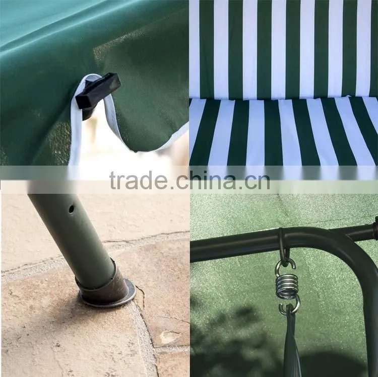 Leisure 3 Person Swing Canopy Stripe Reclining Outdoor Patio Swing Chair