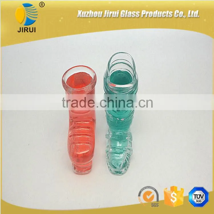 mini glass drinking cup with shope shape wholesale