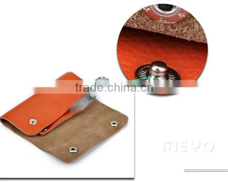 Protective snap closure full grain leather key wallet for key safe