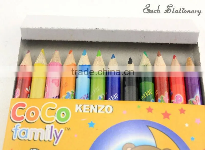 7inch promotional multi colored wooden colour pencil crayon set