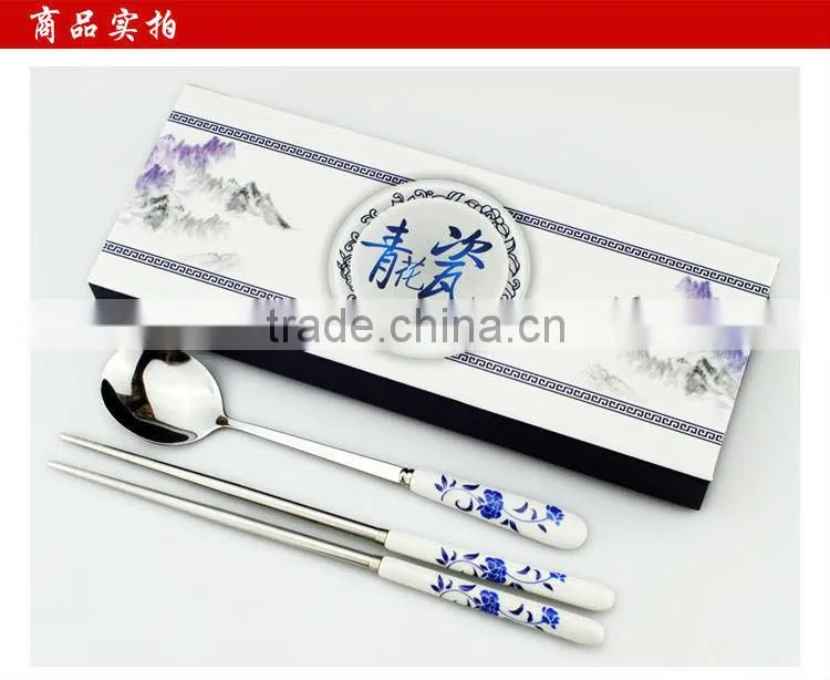 Chinese style dinnerwares,spoon,fork,chopsticks with blue and white porcelain,Chinese gift
