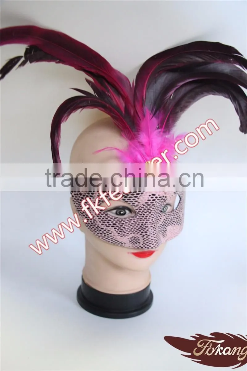 Wholesale Party Mask With Rooster Tail Feather Decoration
