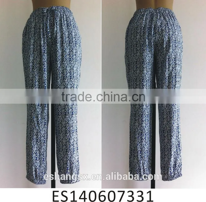 Viscose printed soft lady fashion pants