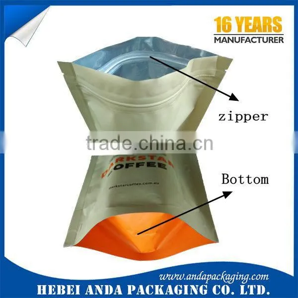Coffee plastic wrap film printing/packaging coffee bean stand up zipper bag