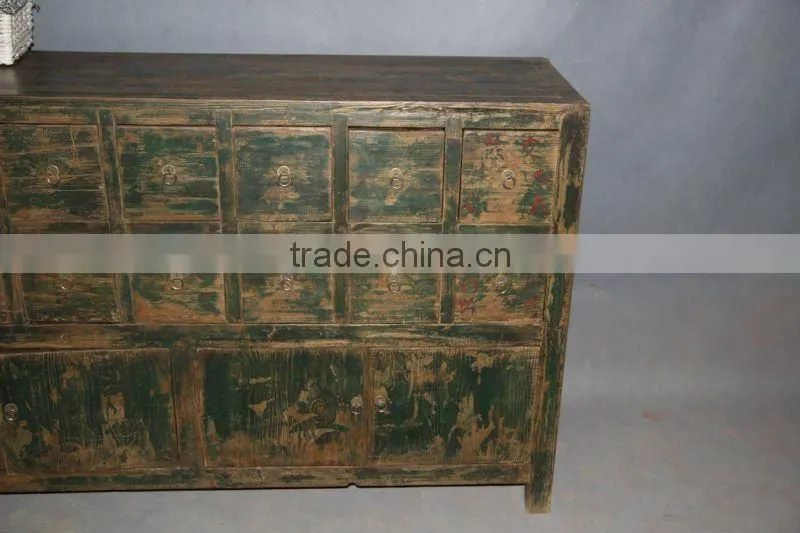 Chinese antique old green medicine cabinet