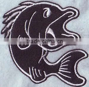 Nice fishes products for embroidery patches on garment.