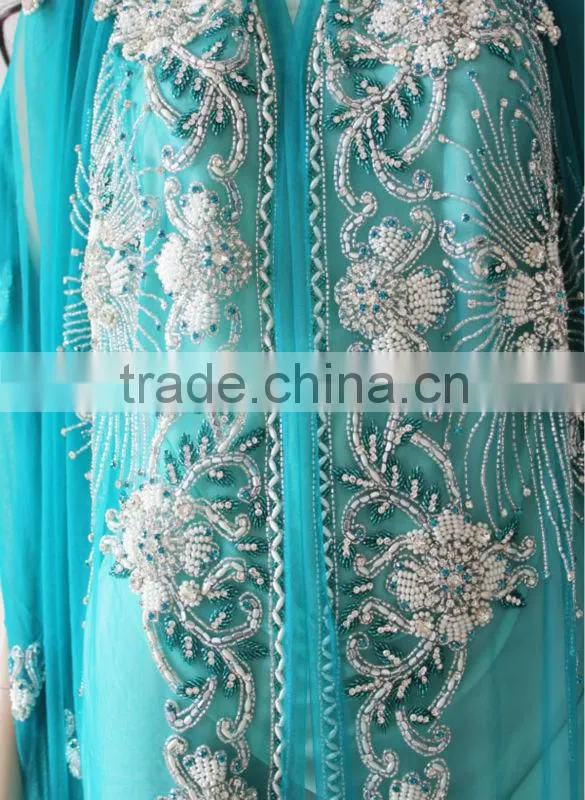 blue Indian saree with rhinestones and beads(KFT-008)