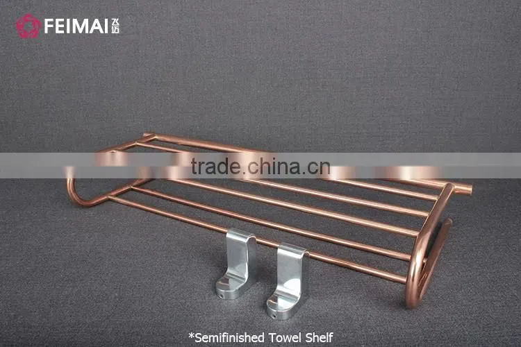 Wall Mounted Brass Zinc Alloy Chrome Plated Towel Shelf Rack Bar