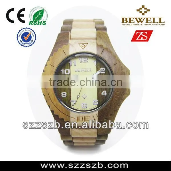 2016 high quality Popular elegant wood wristwatch with various colors wood Case and Band, Japan Movement 2035 with calendar