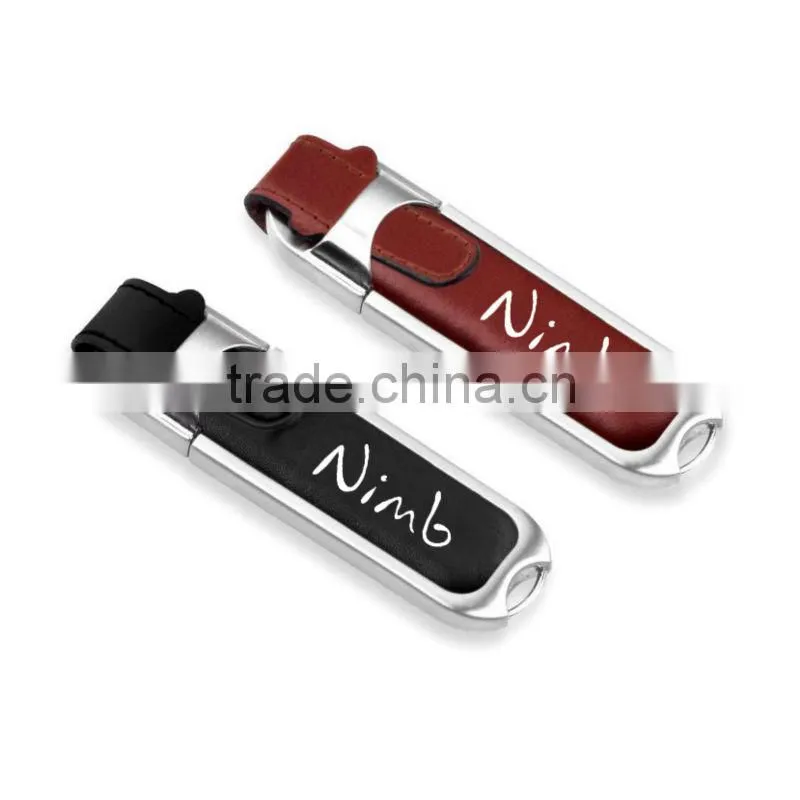 full capacity USB 2.0 Flash Jump Drive Black/Brown Leather