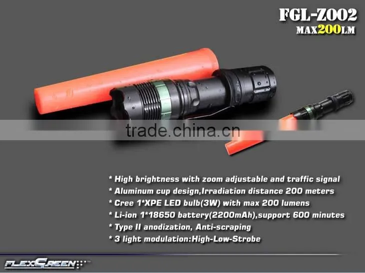 18650 and 3*AAA battery CreeXPE LED traffic flashlight