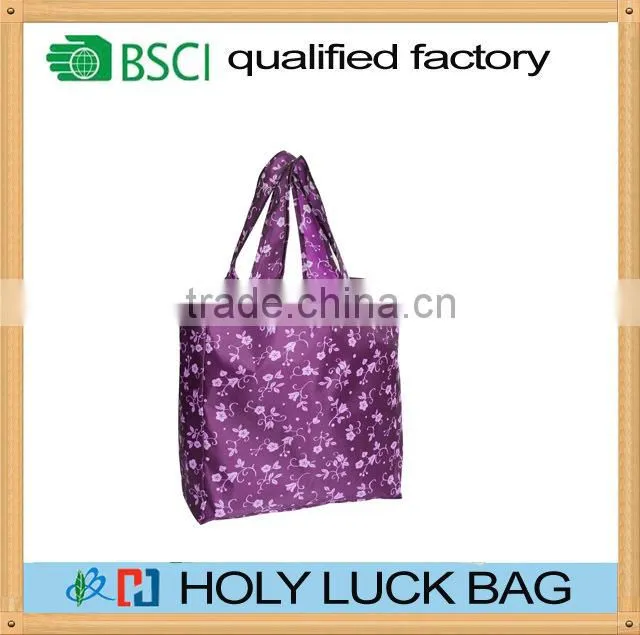 Large capacity folding tote reusable bags with long handle shoulder bag