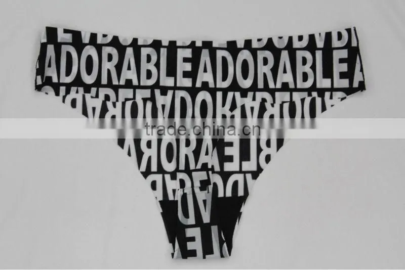 Sexy Character Print Seamless Laser Cut T Panty