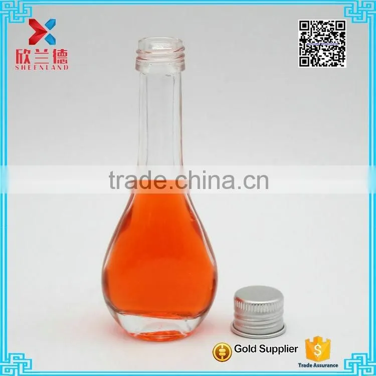 Customer made decorative glass small wine bottle/clear liquor bottle 25ml
