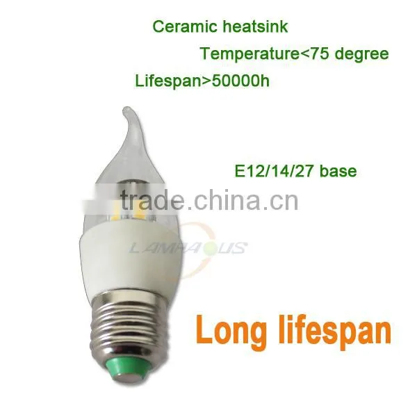 ceramic 80lm/watt E14/E27 5W LED SMD Candle Light Bulbs 40W Equivalent Chandelier Lamp