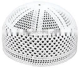 Fashion crochet handmade white Muslim cap