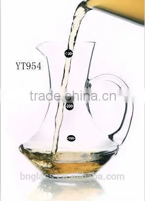 300ML Round clear glass wine decanter with handle