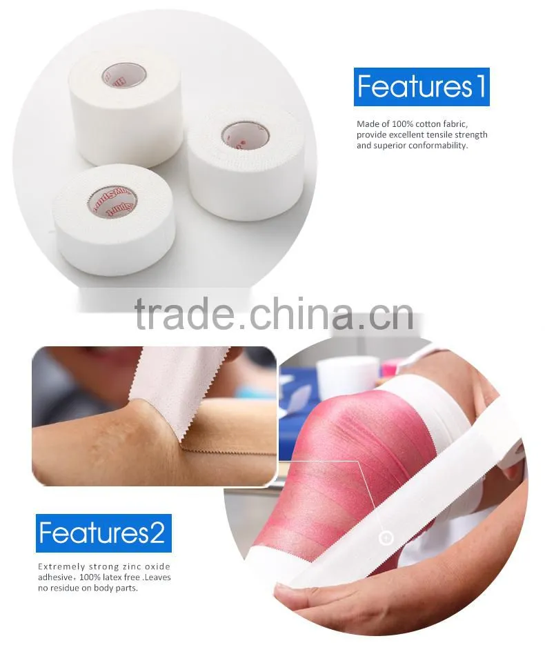 3.8cm*13.7m Cotton Adhesive Skin Strong Rigid Strapping Zinc Oxide Sports Tape