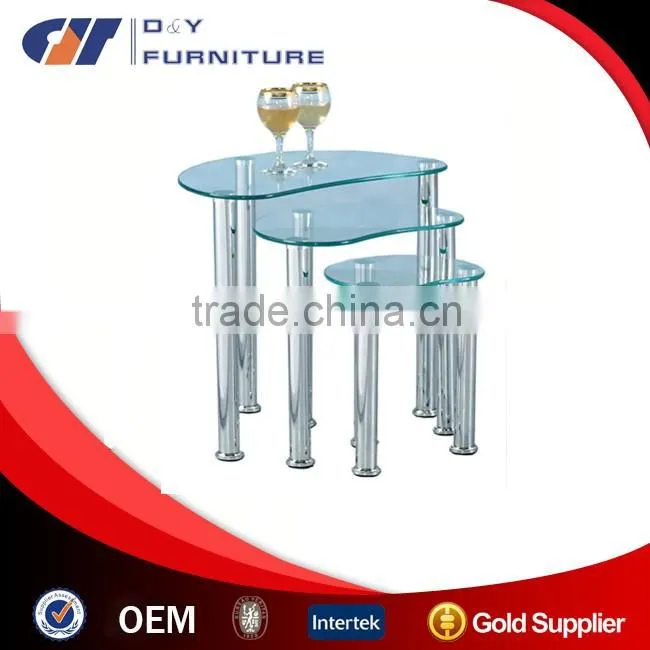 3pc clear glass nesting coffee tables