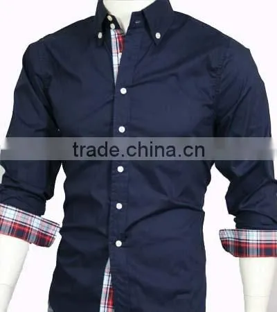 Premium slim fit long sleeve men's casual stand-up collar shirt